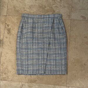Banana Republic Blue and White Plaid Pencil Skirt